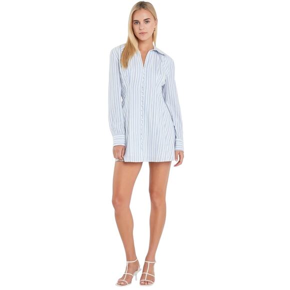 English Factory Dresses & Skirts - ENGLISH FACTORY Collar Shirt Mini Dress Blue White Women NWT $110